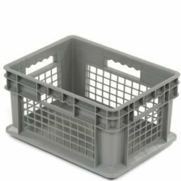 Akro-Mils GEC&#153; Mesh Straight Wall Container, Solid Base, 15-3/4"Lx11-3/4"Wx8-1/4"H, Gray 37278GREYGBL